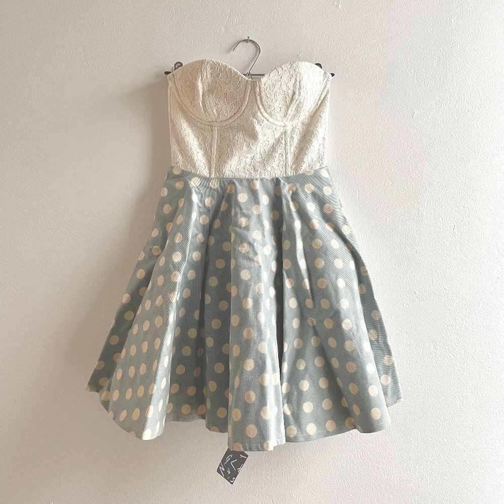NWT MinkPinkXChristina Perri Lace Polka Dot Dress